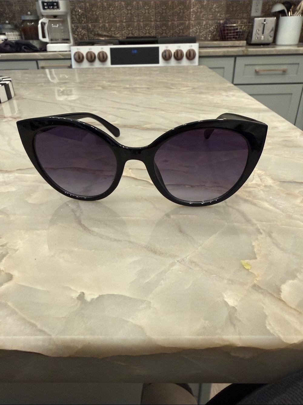 kate spade Black Cat-Eye Sunglasses with Purple Gradient Lenses